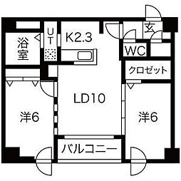 シティレジデンス桑園 2階2LDKの間取り