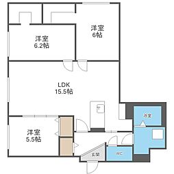 レブニーズ　ザ・レジデンス　宮の森 1階3LDKの間取り