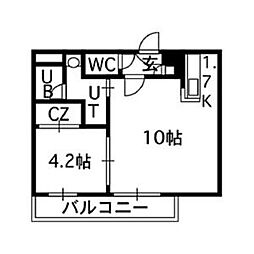 フィオーレ参番館 4階1LDKの間取り