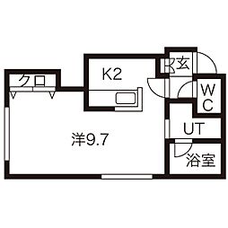 メリディアン 2階1DKの間取り