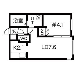 Encore豊平公園(アンコール豊平公園) 2階1LDKの間取り