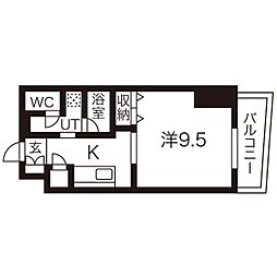 レフィーナ円山 3階1Kの間取り