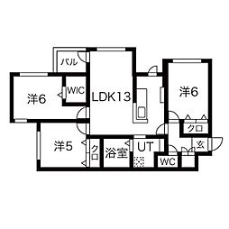 L・A大通 2階3LDKの間取り