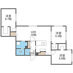 レブニーズ　ザ・レジデンス　宮の森 3階3LDKの間取り