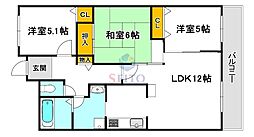 グランベール桃山台 4階3LDKの間取り