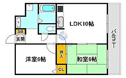 サンシェール千里 3階2LDKの間取り