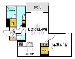 メゾンオリーブ 1LDKの間取図画像