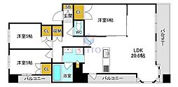 プロパレス江坂公園ロマネスタ 3LDKの間取図画像