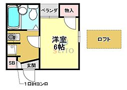 プライムハウス豊南 1Kの間取図画像