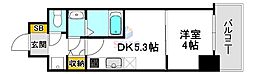 クレストコート江坂垂水町 1DKの間取図画像