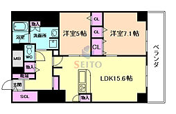 グランセジュール江坂パーカー江坂ビル 2LDKの間取図画像