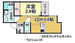 リアコート服部天神 1LDKの間取図画像
