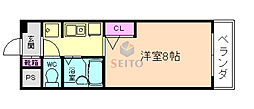 パークサイドコート 1Kの間取図画像