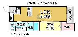 リアコート服部天神 1LDKの間取図画像