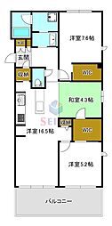 ジョフリエル 2LDKの間取図画像
