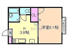 ネオ21 1Kの間取図画像