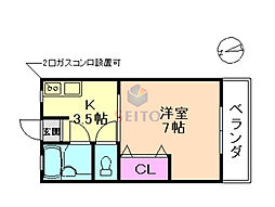 ハイツ交邦1号館 1Kの間取図画像