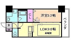 ディームス江坂 1LDKの間取図画像