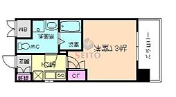 アスリート江坂2 1Kの間取図画像