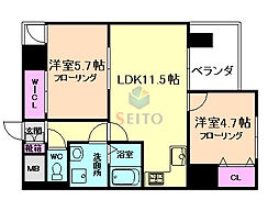 ノルデンハイム江坂アドバンス 2LDKの間取図画像