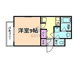 アスール江坂 1Kの間取図画像