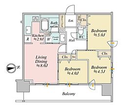 デュオシティ西日暮里ステーシア 3LDKの間取図画像