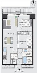 ザ・パークハウス新宿タワー 2LDKの間取図画像