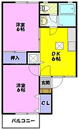パークサイドビラ 2DKの間取図画像