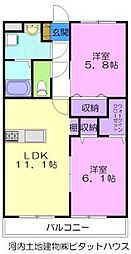 ボヌフィール 2LDKの間取図画像
