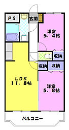 ユーミーつるた6 2LDKの間取図画像