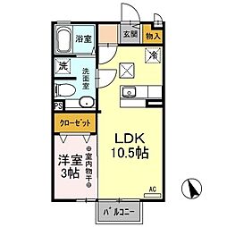 プランドールJ 1LDKの間取図画像