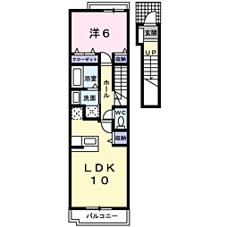 アーバンハイツ岩崎E 1LDKの間取図画像