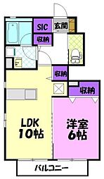 K&MテクノB 1LDKの間取図画像