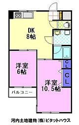 グランドハイツダイケー 2DKの間取図画像