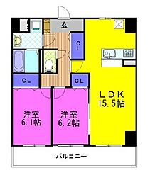 ベラルーチェA 2LDKの間取図画像