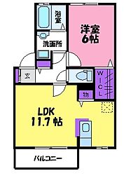 メープルリーフB 1LDKの間取図画像