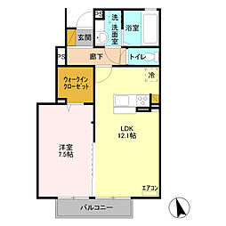 ロイヤルテラスA 1LDKの間取図画像