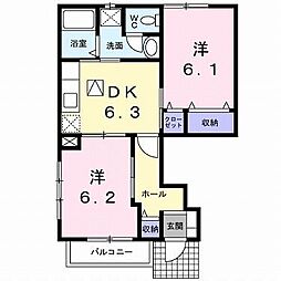 サンライズ末広 2LDKの間取図画像