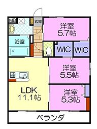 SUNPIER 3LDKの間取図画像