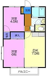 パナハイツ上野 2DKの間取図画像