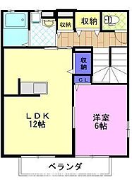 プチフルール1 1LDKの間取図画像