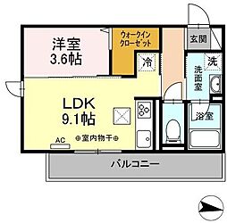 パーパス 1LDKの間取図画像