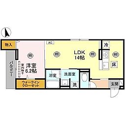 宇都宮市天神1丁目アパート 1LDKの間取図画像