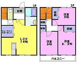 ファミーユ上横田C 3LDKの間取図画像