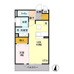 クレストコートA 1LDKの間取図画像
