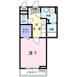 エルムス 1Kの間取図画像