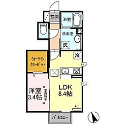 フェルムA 1LDKの間取図画像