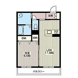 プラッツ宇都宮 1LDKの間取図画像