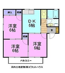 クレセント・レジデンスB 3DKの間取図画像