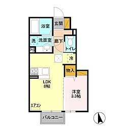 クリンゲル 1LDKの間取図画像